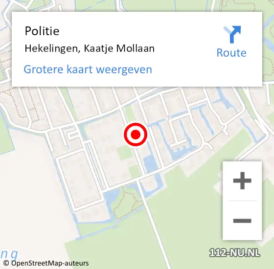 Locatie op kaart van de 112 melding: Politie Hekelingen, Kaatje Mollaan op 18 december 2023 11:01