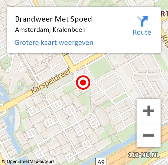 Locatie op kaart van de 112 melding: Brandweer Met Spoed Naar Amsterdam, Kralenbeek op 18 december 2023 11:33