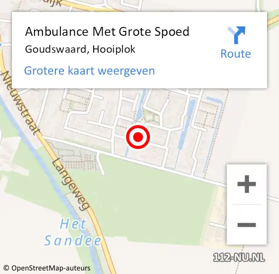 Locatie op kaart van de 112 melding: Ambulance Met Grote Spoed Naar Goudswaard, Hooiplok op 18 december 2023 12:34