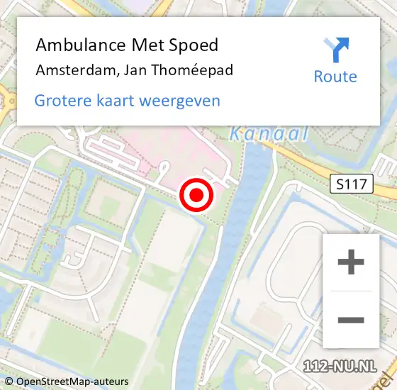 Locatie op kaart van de 112 melding: Ambulance Met Spoed Naar Amsterdam, Jan Thoméepad op 18 december 2023 13:02