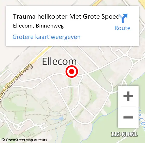 Locatie op kaart van de 112 melding: Trauma helikopter Met Grote Spoed Naar Ellecom, Binnenweg op 18 december 2023 13:17