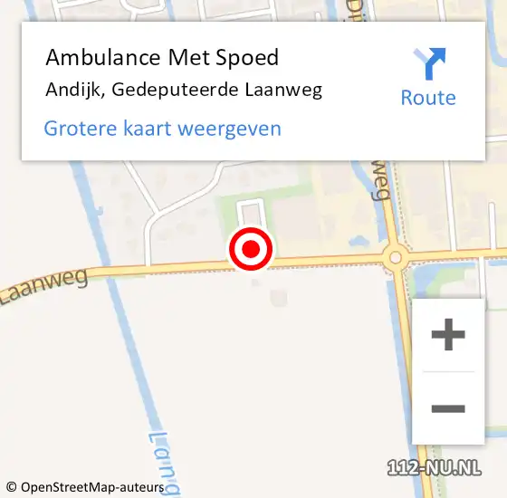 Locatie op kaart van de 112 melding: Ambulance Met Spoed Naar Andijk, Gedeputeerde Laanweg op 18 december 2023 13:55
