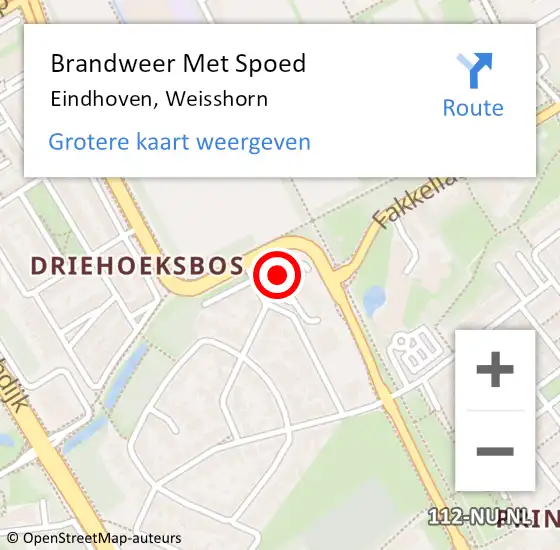 Locatie op kaart van de 112 melding: Brandweer Met Spoed Naar Eindhoven, Weisshorn op 18 december 2023 14:37
