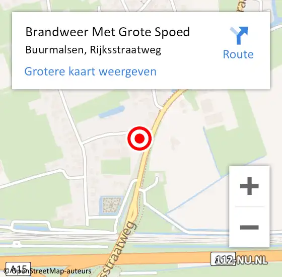 Locatie op kaart van de 112 melding: Brandweer Met Grote Spoed Naar Buurmalsen, Rijksstraatweg op 18 december 2023 14:41