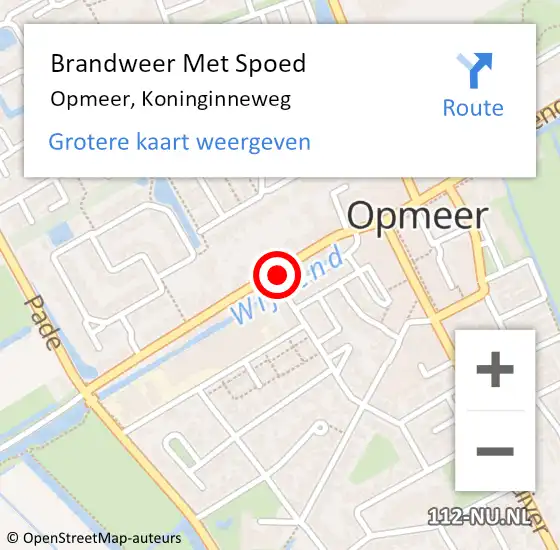 Locatie op kaart van de 112 melding: Brandweer Met Spoed Naar Opmeer, Koninginneweg op 18 december 2023 14:53