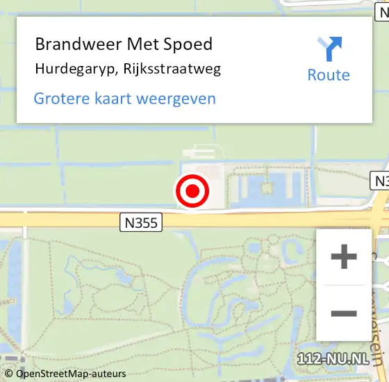 Locatie op kaart van de 112 melding: Brandweer Met Spoed Naar Hurdegaryp, Rijksstraatweg op 18 december 2023 15:27