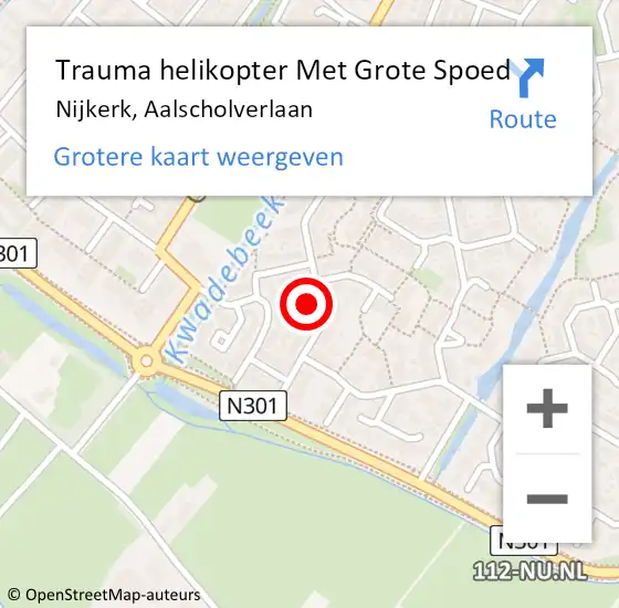 Locatie op kaart van de 112 melding: Trauma helikopter Met Grote Spoed Naar Nijkerk, Aalscholverlaan op 18 december 2023 15:32