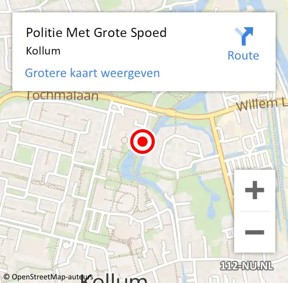 Locatie op kaart van de 112 melding: Politie Met Grote Spoed Naar Kollum op 18 december 2023 17:11