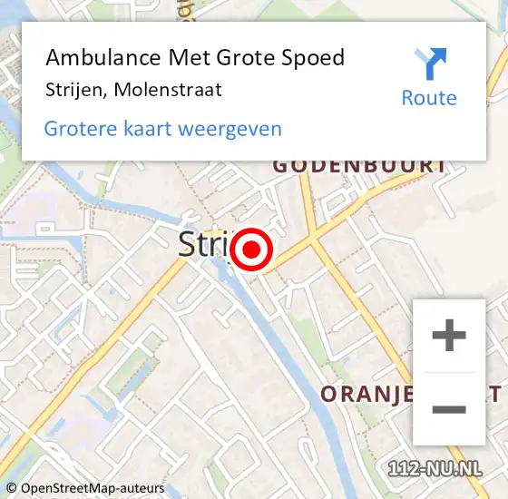 Locatie op kaart van de 112 melding: Ambulance Met Grote Spoed Naar Strijen, Molenstraat op 18 december 2023 17:12