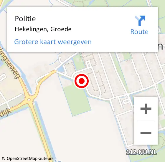 Locatie op kaart van de 112 melding: Politie Hekelingen, Groede op 18 december 2023 17:16