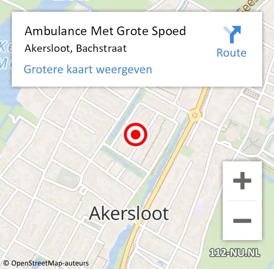 Locatie op kaart van de 112 melding: Ambulance Met Grote Spoed Naar Akersloot, Bachstraat op 18 december 2023 17:30