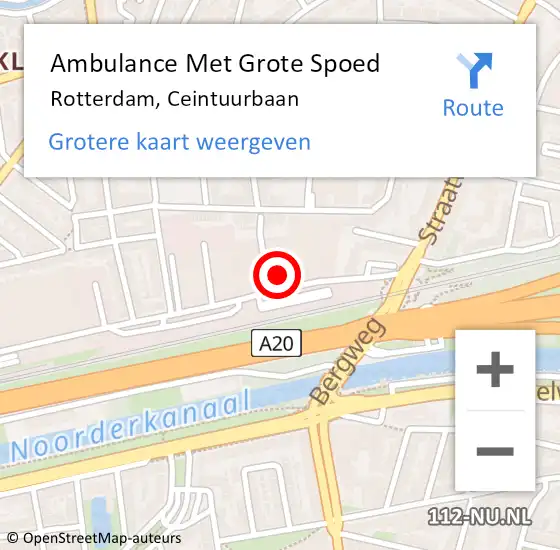 Locatie op kaart van de 112 melding: Ambulance Met Grote Spoed Naar Rotterdam, Ceintuurbaan op 18 december 2023 19:14