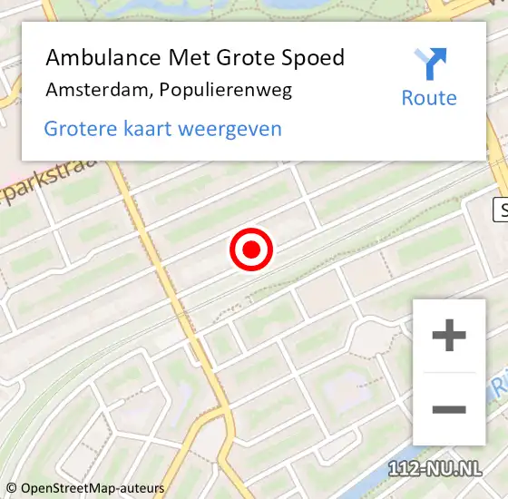 Locatie op kaart van de 112 melding: Ambulance Met Grote Spoed Naar Amsterdam, Populierenweg op 18 december 2023 19:53