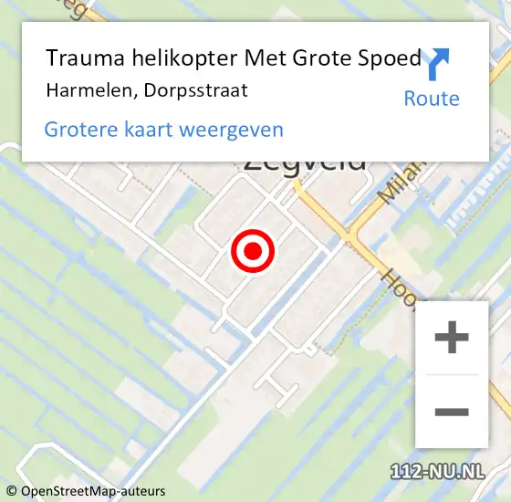 Locatie op kaart van de 112 melding: Trauma helikopter Met Grote Spoed Naar Harmelen, Dorpsstraat op 18 december 2023 20:48