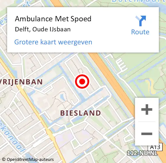 Locatie op kaart van de 112 melding: Ambulance Met Spoed Naar Delft, Oude IJsbaan op 18 december 2023 22:36