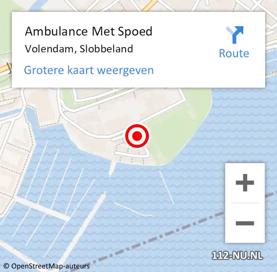 Locatie op kaart van de 112 melding: Ambulance Met Spoed Naar Volendam, Slobbeland op 19 december 2023 00:04