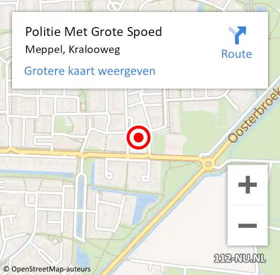 Locatie op kaart van de 112 melding: Politie Met Grote Spoed Naar Meppel, Kralooweg op 19 december 2023 03:33