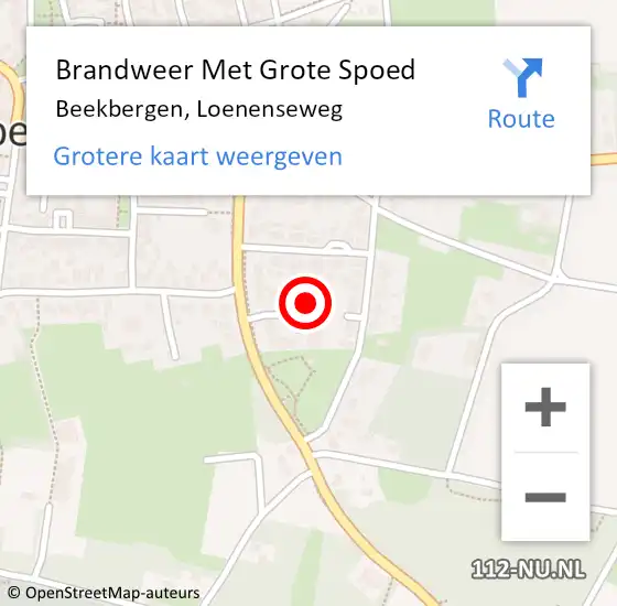 Locatie op kaart van de 112 melding: Brandweer Met Grote Spoed Naar Beekbergen, Loenenseweg op 19 december 2023 07:01