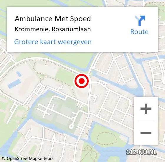 Locatie op kaart van de 112 melding: Ambulance Met Spoed Naar Krommenie, Rosariumlaan op 19 december 2023 07:31