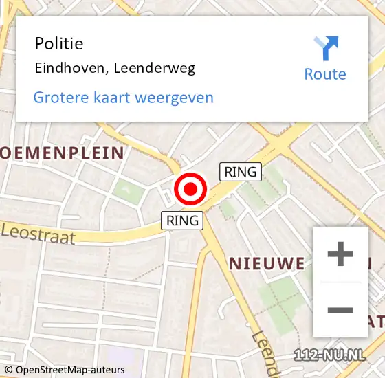 Locatie op kaart van de 112 melding: Politie Eindhoven, Leenderweg op 19 december 2023 07:38