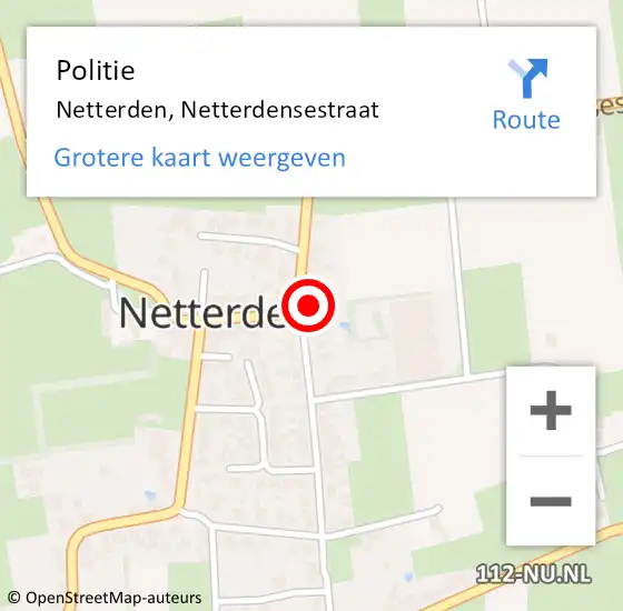Locatie op kaart van de 112 melding: Politie Netterden, Netterdensestraat op 19 december 2023 07:44