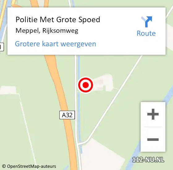 Locatie op kaart van de 112 melding: Politie Met Grote Spoed Naar Meppel, Rijksomweg op 19 december 2023 07:55