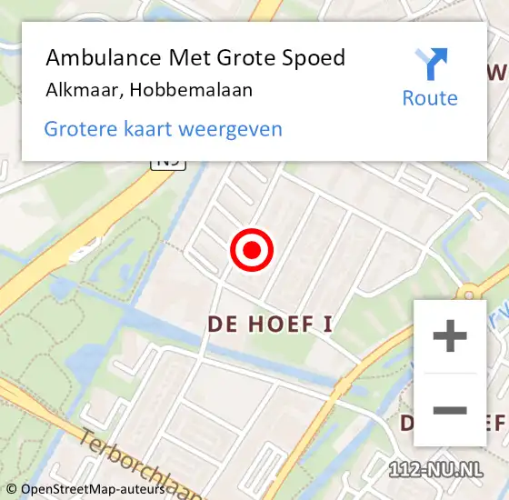 Locatie op kaart van de 112 melding: Ambulance Met Grote Spoed Naar Alkmaar, Hobbemalaan op 19 december 2023 08:14