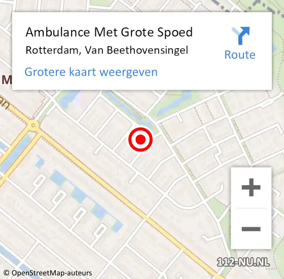Locatie op kaart van de 112 melding: Ambulance Met Grote Spoed Naar Rotterdam, Van Beethovensingel op 19 december 2023 08:19
