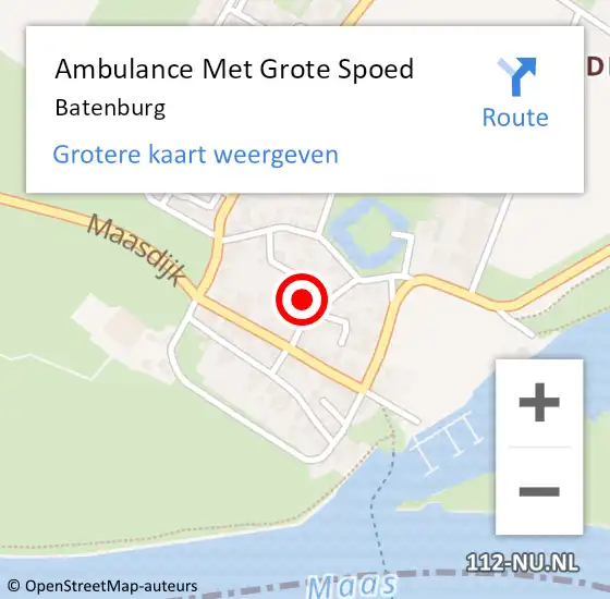 Locatie op kaart van de 112 melding: Ambulance Met Grote Spoed Naar Batenburg op 19 december 2023 08:44
