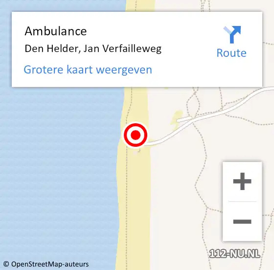Locatie op kaart van de 112 melding: Ambulance Den Helder, Jan Verfailleweg op 19 december 2023 09:09