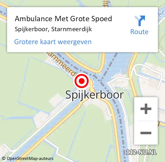Locatie op kaart van de 112 melding: Ambulance Met Grote Spoed Naar Spijkerboor, Starnmeerdijk op 19 december 2023 10:34