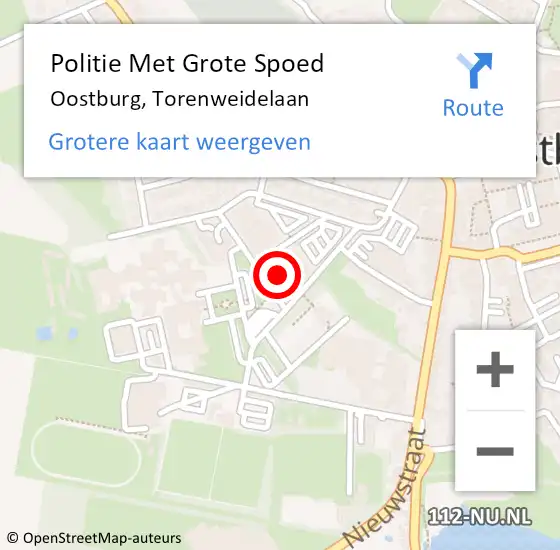 Locatie op kaart van de 112 melding: Politie Met Grote Spoed Naar Oostburg, Torenweidelaan op 19 december 2023 10:46