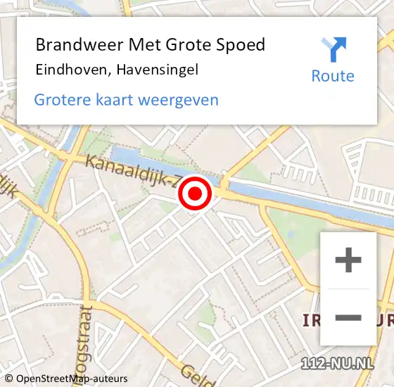 Locatie op kaart van de 112 melding: Brandweer Met Grote Spoed Naar Eindhoven, Havensingel op 19 december 2023 11:30