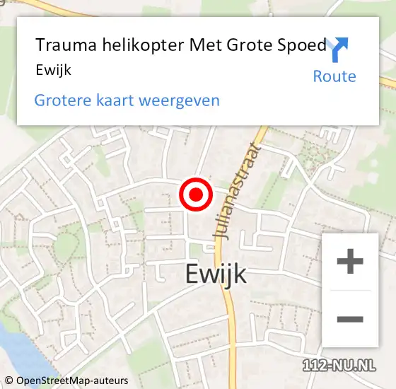 Locatie op kaart van de 112 melding: Trauma helikopter Met Grote Spoed Naar Ewijk op 19 december 2023 11:32