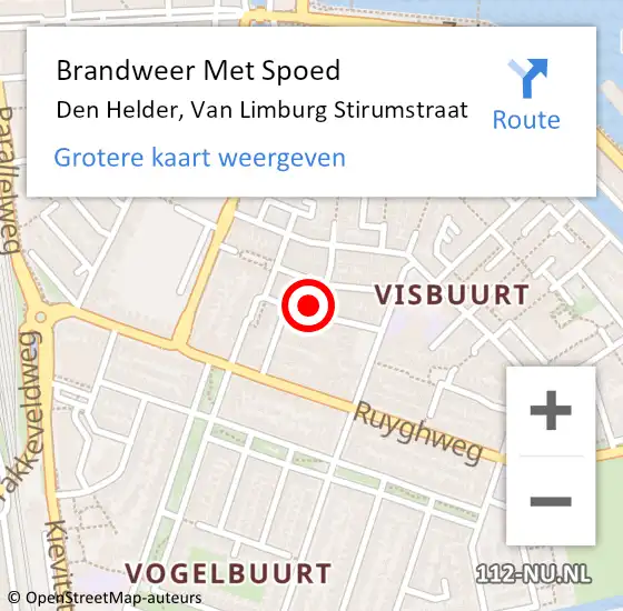 Locatie op kaart van de 112 melding: Brandweer Met Spoed Naar Den Helder, Van Limburg Stirumstraat op 19 december 2023 12:09