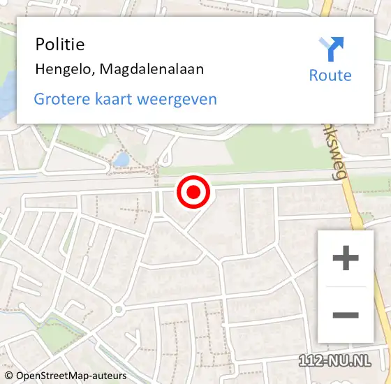Locatie op kaart van de 112 melding: Politie Hengelo, Magdalenalaan op 19 december 2023 12:10