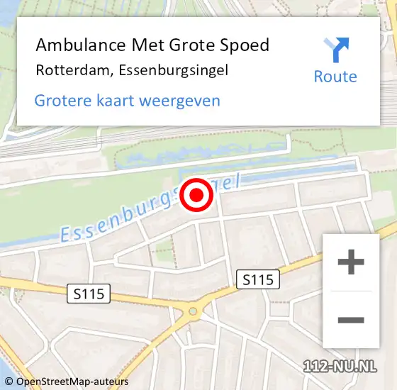 Locatie op kaart van de 112 melding: Ambulance Met Grote Spoed Naar Rotterdam, Essenburgsingel op 19 december 2023 12:22
