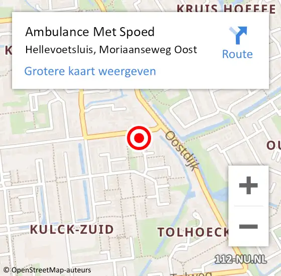 Locatie op kaart van de 112 melding: Ambulance Met Spoed Naar Hellevoetsluis, Moriaanseweg Oost op 19 december 2023 14:55