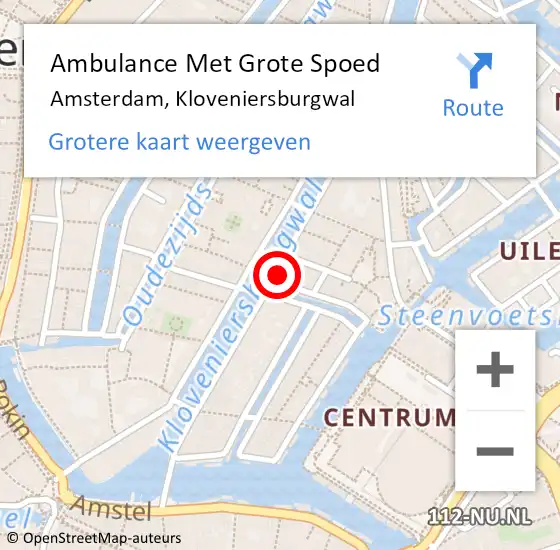 Locatie op kaart van de 112 melding: Ambulance Met Grote Spoed Naar Amsterdam, Kloveniersburgwal op 19 december 2023 15:35