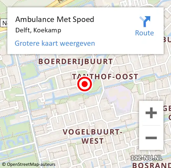 Locatie op kaart van de 112 melding: Ambulance Met Spoed Naar Delft, Koekamp op 19 december 2023 15:37