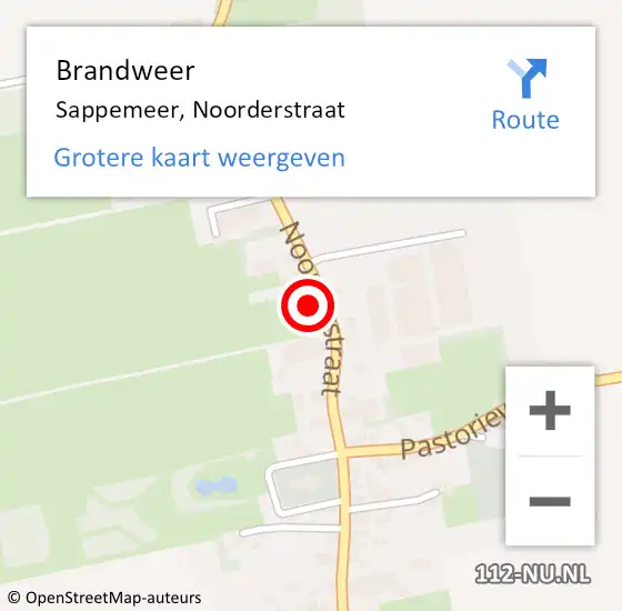 Locatie op kaart van de 112 melding: Brandweer Sappemeer, Noorderstraat op 19 december 2023 16:07