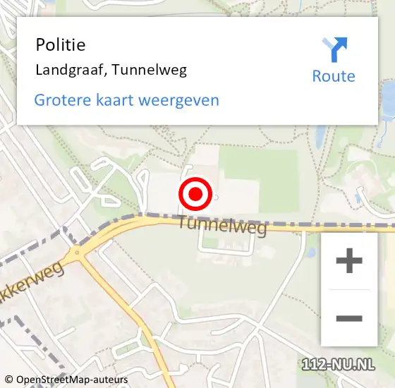 Locatie op kaart van de 112 melding: Politie Landgraaf, Tunnelweg op 19 december 2023 16:11