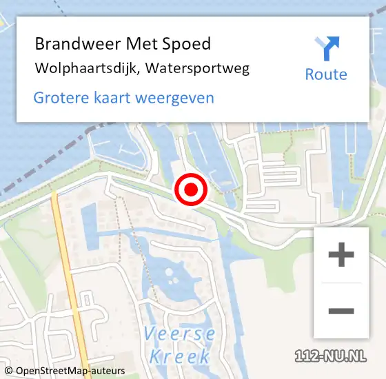 Locatie op kaart van de 112 melding: Brandweer Met Spoed Naar Wolphaartsdijk, Watersportweg op 19 december 2023 16:15