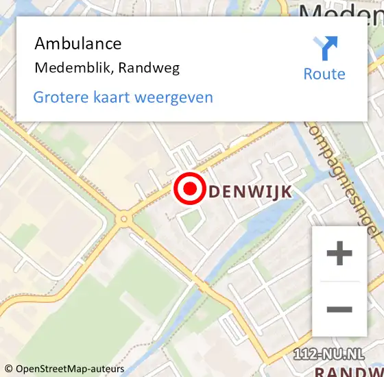 Locatie op kaart van de 112 melding: Ambulance Medemblik, Randweg op 19 december 2023 16:38