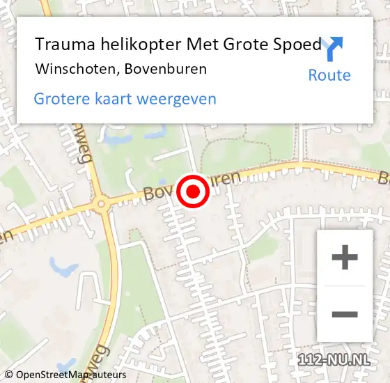 Locatie op kaart van de 112 melding: Trauma helikopter Met Grote Spoed Naar Winschoten, Bovenburen op 19 december 2023 17:04