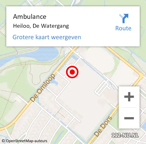 Locatie op kaart van de 112 melding: Ambulance Heiloo, De Watergang op 19 december 2023 17:04
