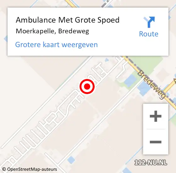 Locatie op kaart van de 112 melding: Ambulance Met Grote Spoed Naar Moerkapelle, Bredeweg op 19 december 2023 17:11