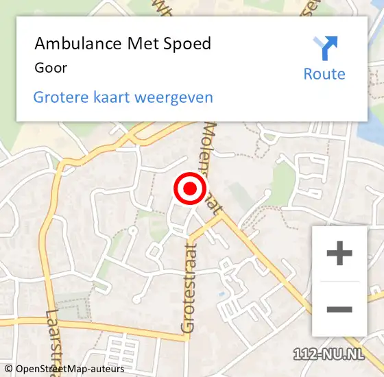 Locatie op kaart van de 112 melding: Ambulance Met Spoed Naar Goor op 19 december 2023 17:18