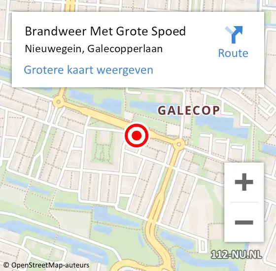 Locatie op kaart van de 112 melding: Brandweer Met Grote Spoed Naar Nieuwegein, Galecopperlaan op 19 december 2023 17:23