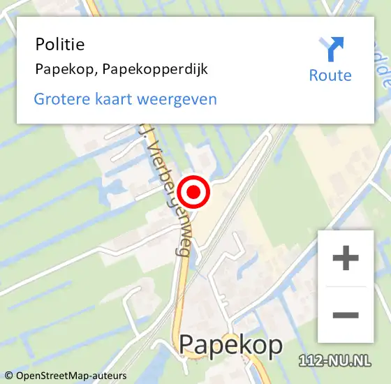 Locatie op kaart van de 112 melding: Politie Papekop, Papekopperdijk op 19 december 2023 17:42